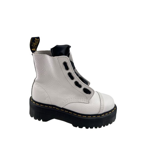 Dr. Martens Sinclair 8 Eye Milled Nappa White Pebbled Leather Platform Boots 7M - Picture 7 of 14